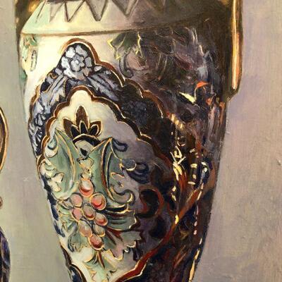Original Farhat Ashufta Oil Painting titled Two of a Kind