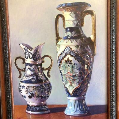 Original Farhat Ashufta Oil Painting titled Two of a Kind
