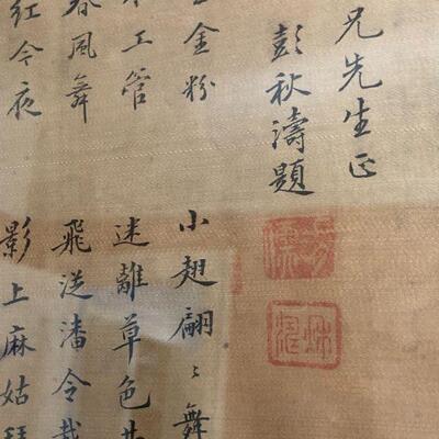 Antique Chinese Long Scroll of Butterflies with Script and Stamps