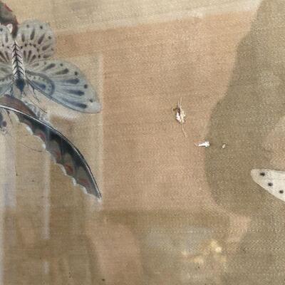 Antique Chinese Long Scroll of Butterflies with Script and Stamps