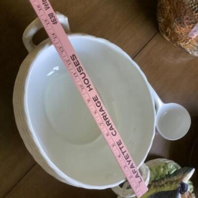 ITALY DUCK TUREEN ON BASKET 3pc