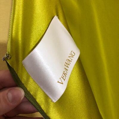 Show Stopping Vera Wang Gold Silk High-Low Gown with Long Train Size 8