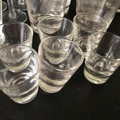 O48: Large Lot of Etched Glassware