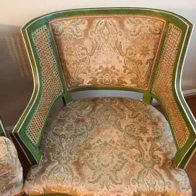 D52: Pair of Vintage Caned Armed Occassional Chairs 