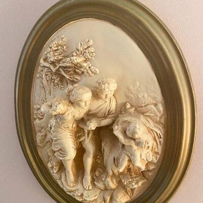 B126: Pair of Vintage Plaster Wall Reliefs