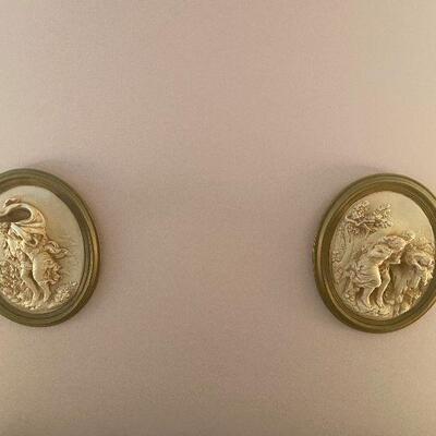 B126: Pair of Vintage Plaster Wall Reliefs
