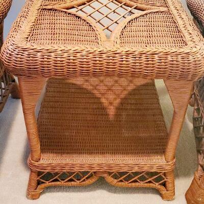 MID-CENTURY WICKER TABLE BY HENRY LINK 