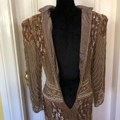 1980s One of a Kind Couture Beaded Gown by Loehmann's Size 6