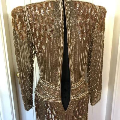 1980s One of a Kind Couture Beaded Gown by Loehmann's Size 6