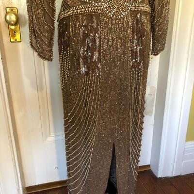 1980s One of a Kind Couture Beaded Gown by Loehmann's Size 6