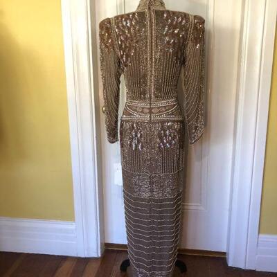 1980s One of a Kind Couture Beaded Gown by Loehmann's Size 6