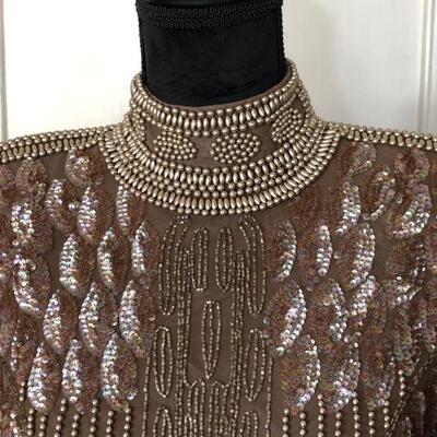 1980s One of a Kind Couture Beaded Gown by Loehmann's Size 6