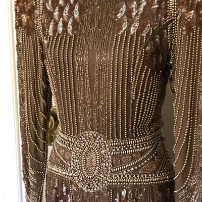 1980s One of a Kind Couture Beaded Gown by Loehmann's Size 6