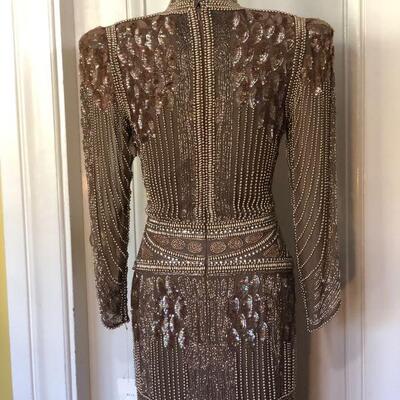 1980s One of a Kind Couture Beaded Gown by Loehmann's Size 6
