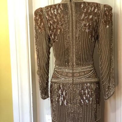 1980s One of a Kind Couture Beaded Gown by Loehmann's Size 6