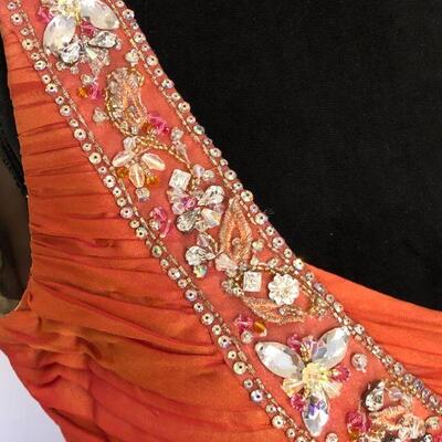 Stephen Yearick Couture Silk Gown in Beautiful Peach Color Size 10