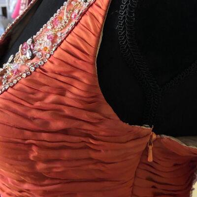 Stephen Yearick Couture Silk Gown in Beautiful Peach Color Size 10