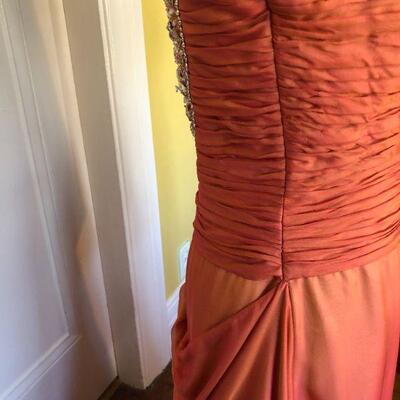 Stephen Yearick Couture Silk Gown in Beautiful Peach Color Size 10