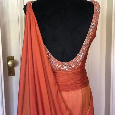 Stephen Yearick Couture Silk Gown in Beautiful Peach Color Size 10