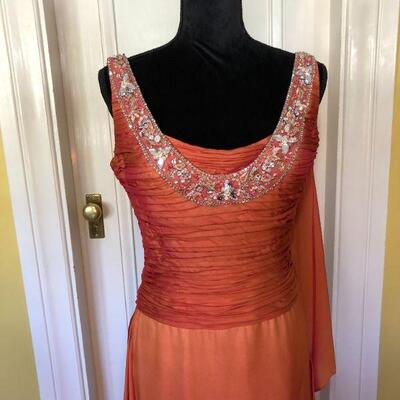 Stephen Yearick Couture Silk Gown in Beautiful Peach Color Size 10