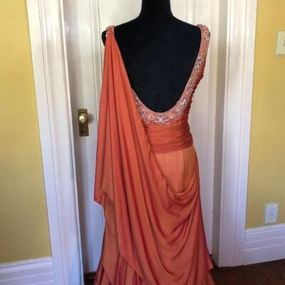 Stephen Yearick Couture Silk Gown in Beautiful Peach Color Size 10