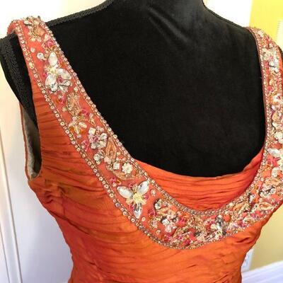 Stephen Yearick Couture Silk Gown in Beautiful Peach Color Size 10