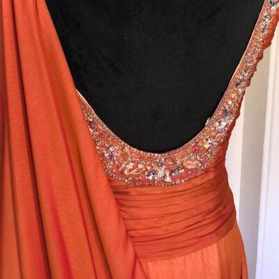 Stephen Yearick Couture Silk Gown in Beautiful Peach Color Size 10