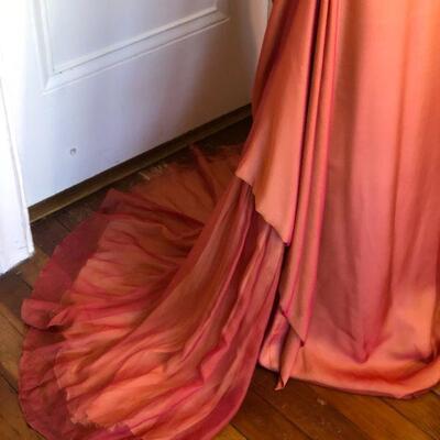 Stephen Yearick Couture Silk Gown in Beautiful Peach Color Size 10