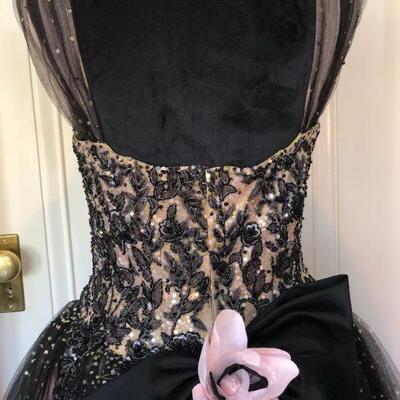 Stephen Yearick Couture Beaded Ball Gown in Pink and Black Size 10