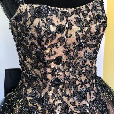 Stephen Yearick Couture Beaded Ball Gown in Pink and Black Size 10