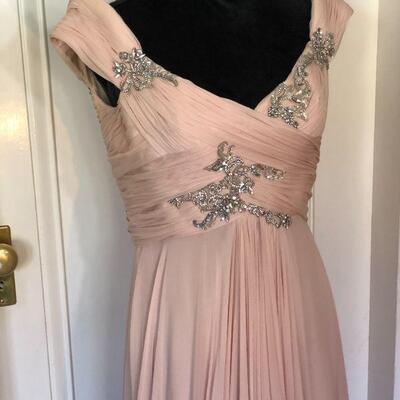 Beautiful Marchesa Pale Pink and White Crystal Gown Size 8