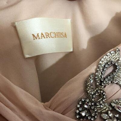Beautiful Marchesa Pale Pink and White Crystal Gown Size 8