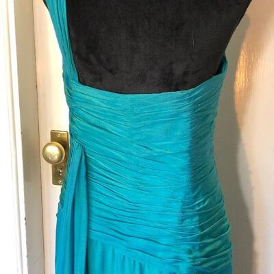 Liancarlo Couture Neiman Marcus Aqua Blue Silk Ruched Gown Size 10