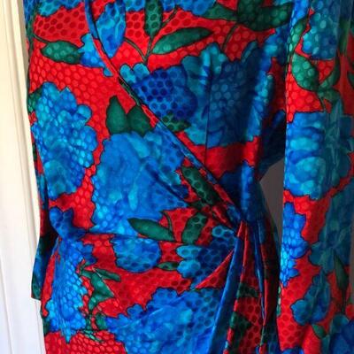 Liancarlo Vibrant Print Dress Red and Blue Flowers Size 8