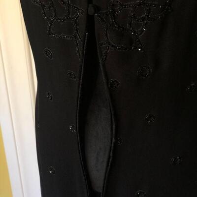 Badgley Mischka Beaded Black Gown with Cut Out Design Size 8