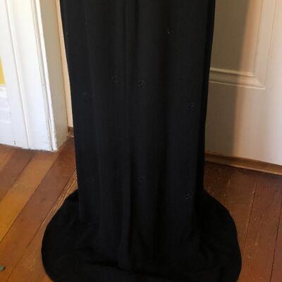 Badgley Mischka Beaded Black Gown with Cut Out Design Size 8
