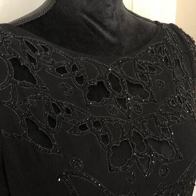 Badgley Mischka Beaded Black Gown with Cut Out Design Size 8