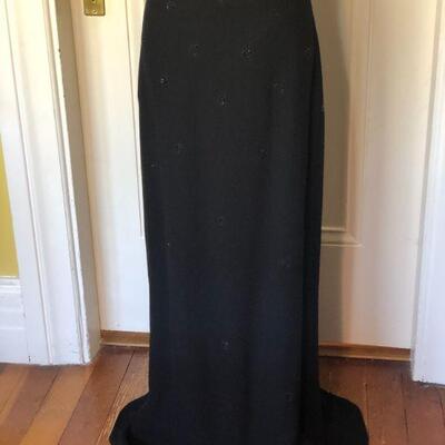 Badgley Mischka Beaded Black Gown with Cut Out Design Size 8