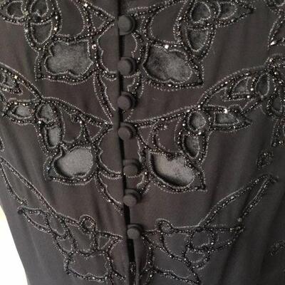 Badgley Mischka Beaded Black Gown with Cut Out Design Size 8
