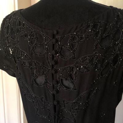 Badgley Mischka Beaded Black Gown with Cut Out Design Size 8
