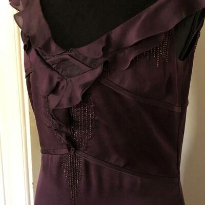 Badgley Mischka Dark Purple Silk Gown Size 14