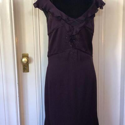 Badgley Mischka Dark Purple Silk Gown Size 14