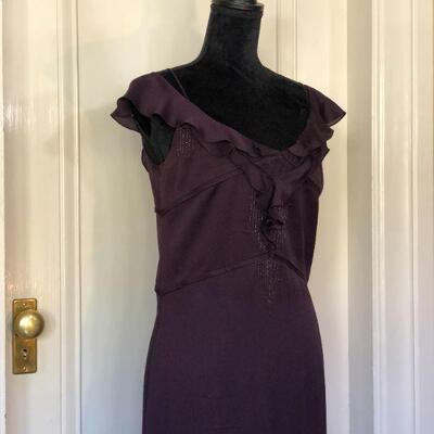 Badgley Mischka Dark Purple Silk Gown Size 14