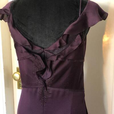 Badgley Mischka Dark Purple Silk Gown Size 14
