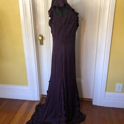 Badgley Mischka Dark Purple Silk Gown Size 14