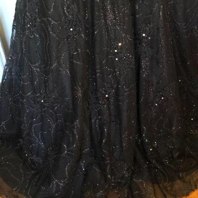 Jovani Beaded Black Sheer Corset Strapless Ball Gown with Beaded Details Size 10