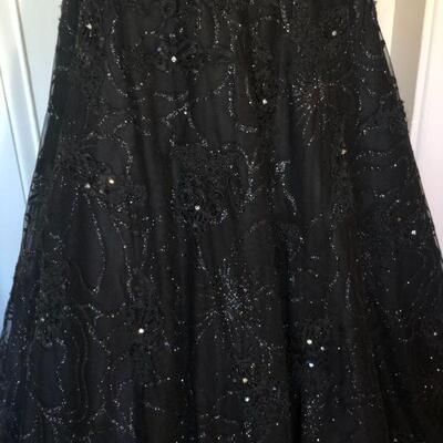 Jovani Beaded Black Sheer Corset Strapless Ball Gown with Beaded Details Size 10