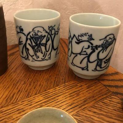 Vintage Mix of Japanese Sake Cups, Chop Sticks and Misc Decor (67)