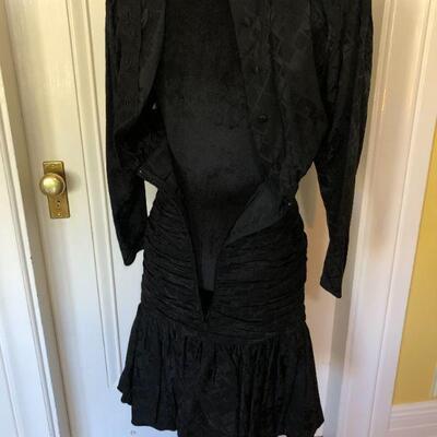 Liancarlo Black Ruched Dress with Long Sleeves Size 6