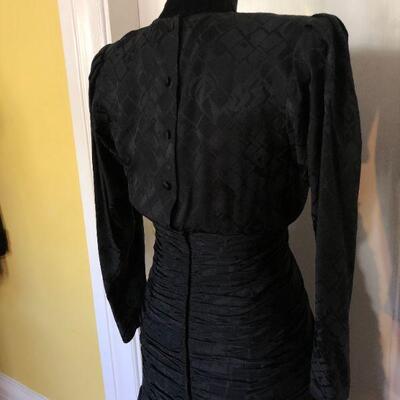 Liancarlo Black Ruched Dress with Long Sleeves Size 6
